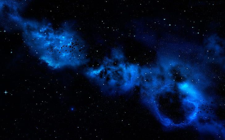 Nebula Hintergrund — Galaxie mit blauen und schwarzen Sternen